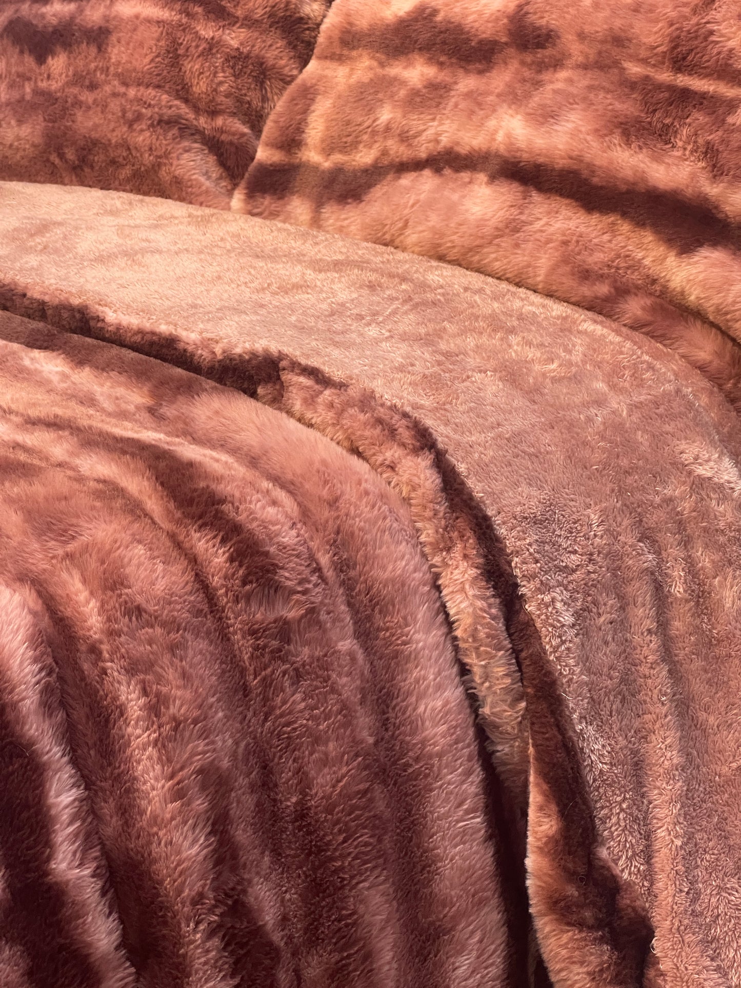 Rose Taupe Faux Fur Bedding Set