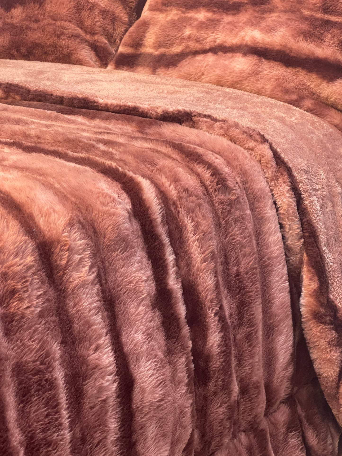 Rose Taupe Faux Fur Bedding Set
