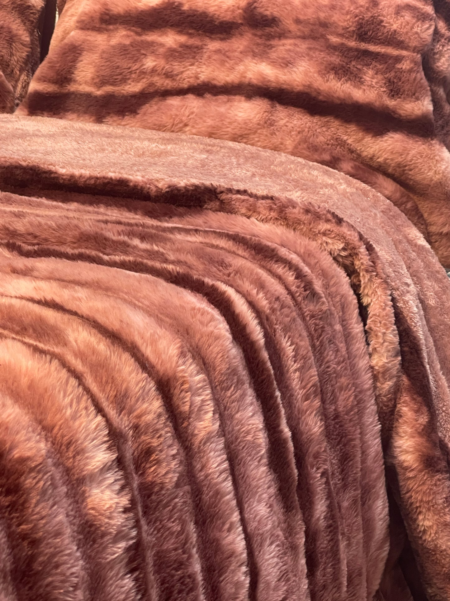 Rose Taupe Faux Fur Bedding Set
