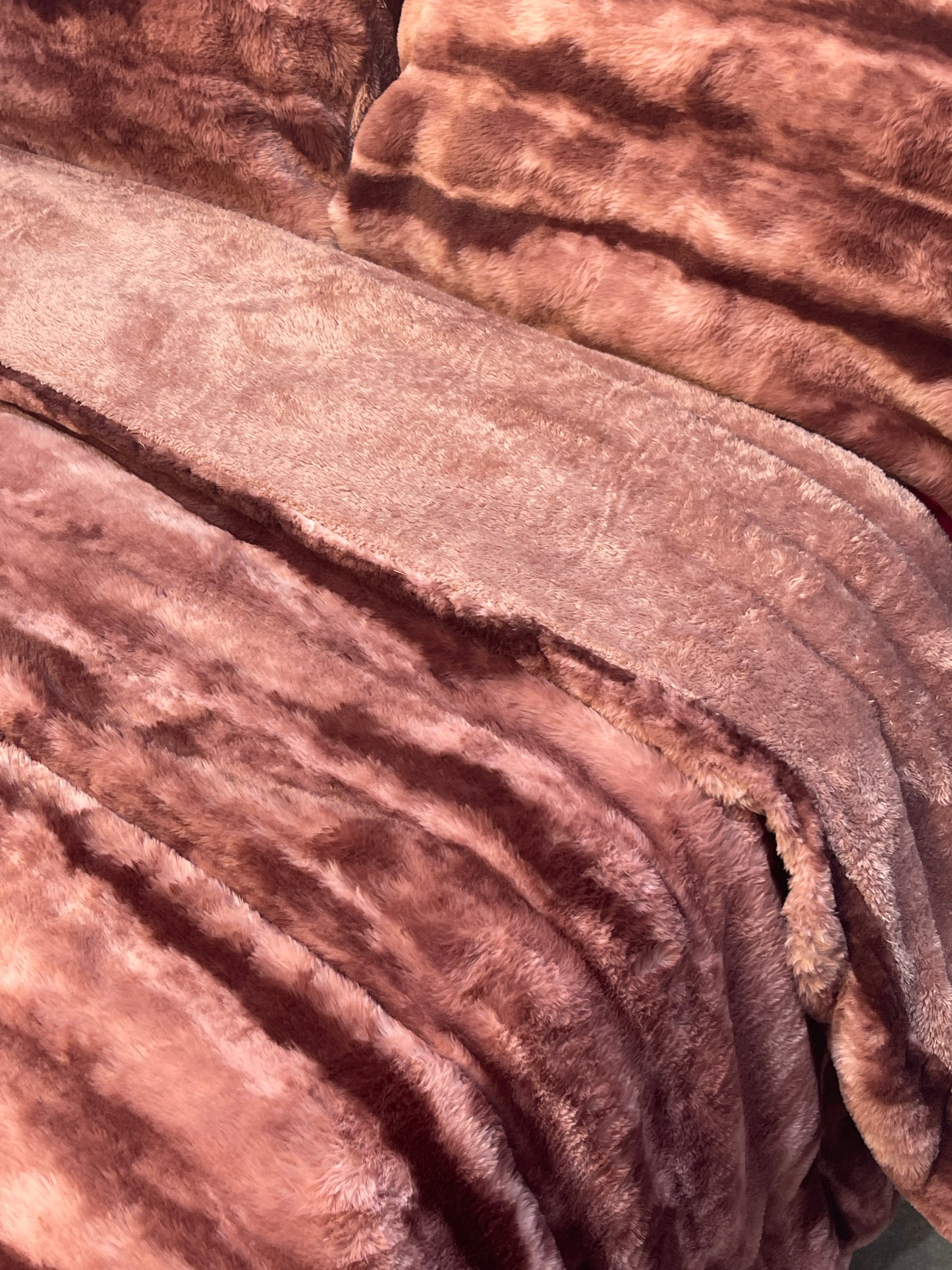 Rose Taupe Faux Fur Bedding Set