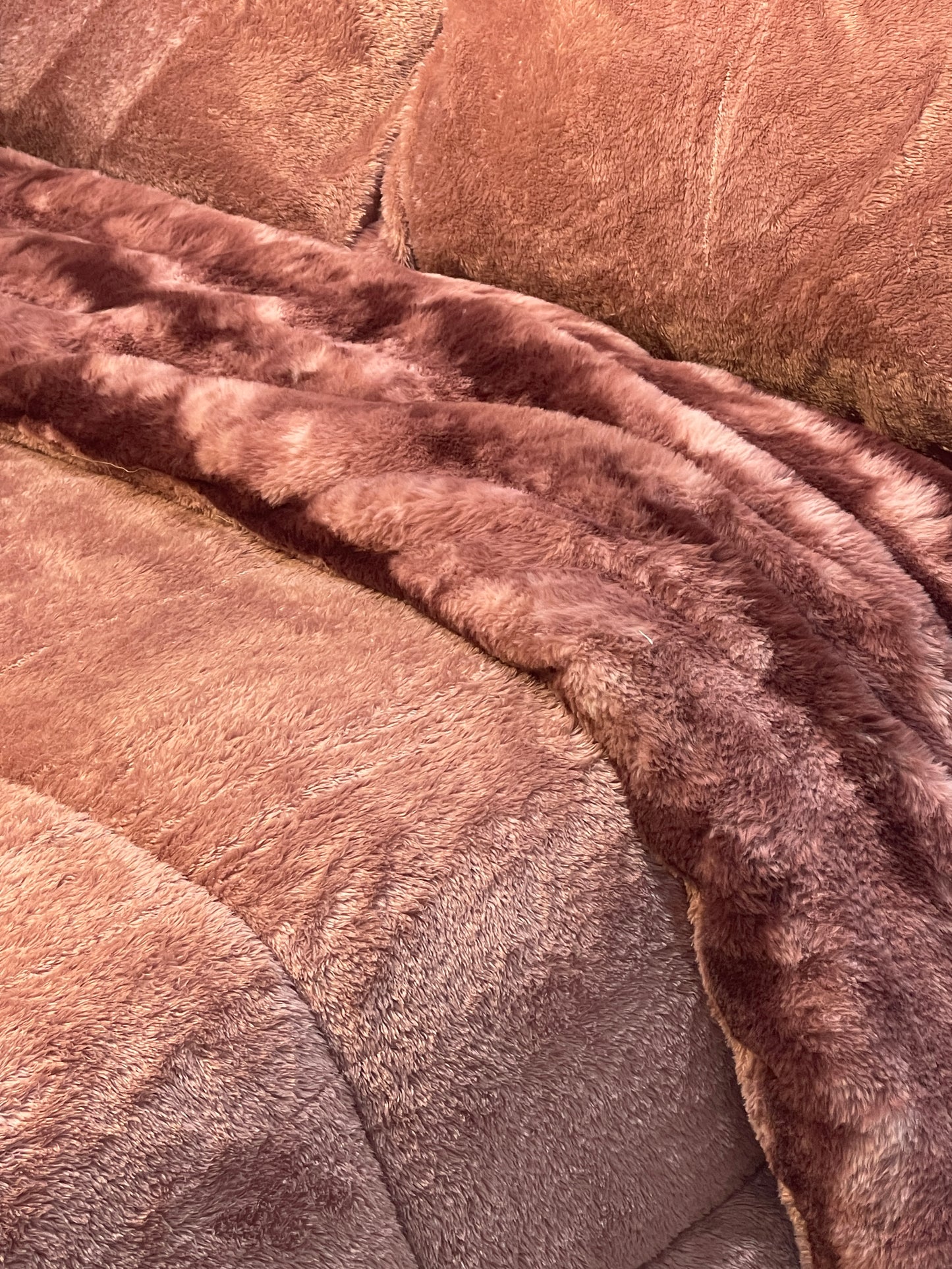 Rose Taupe Faux Fur Bedding Set