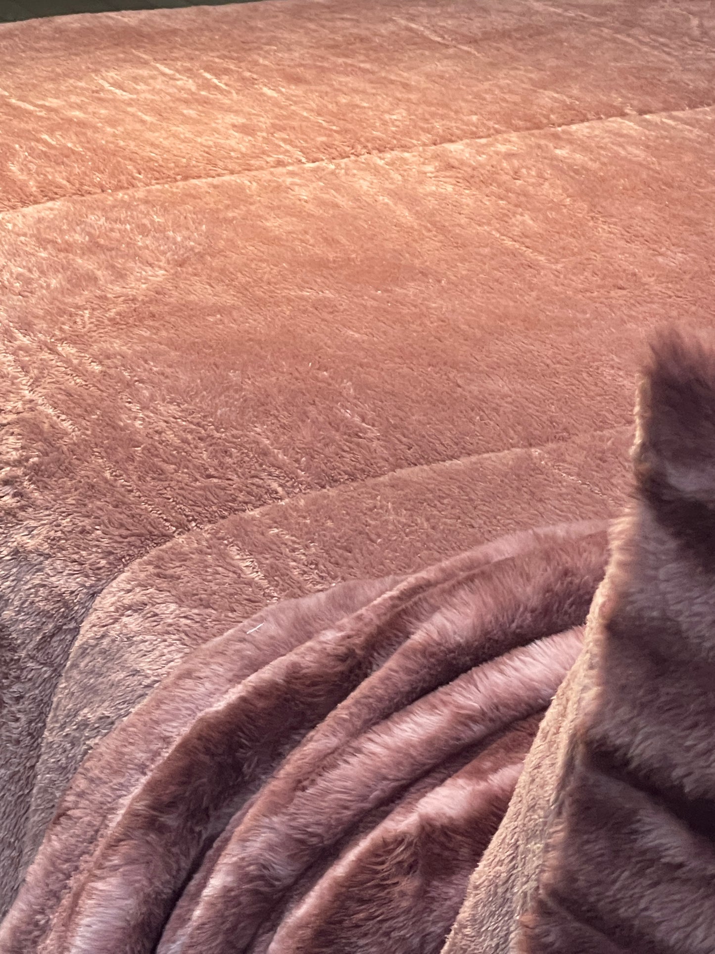 Rose Taupe Faux Fur Bedding Set