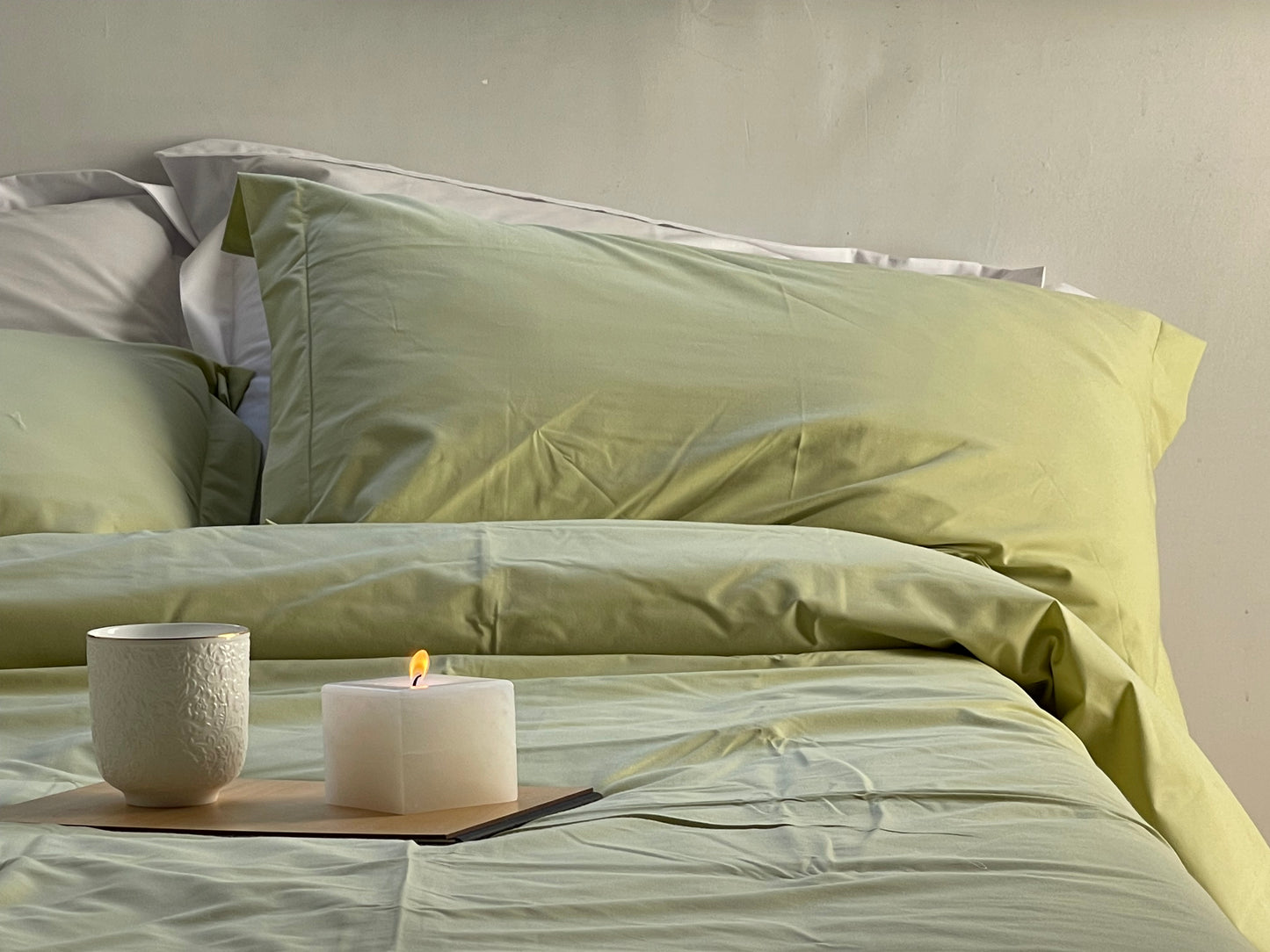 Percale Olive Green Bed Sheet Set