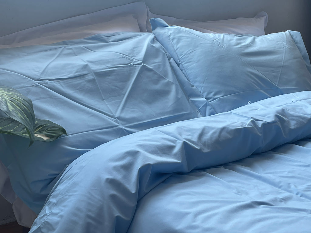 Percale Baby Blue Bed Sheet Set