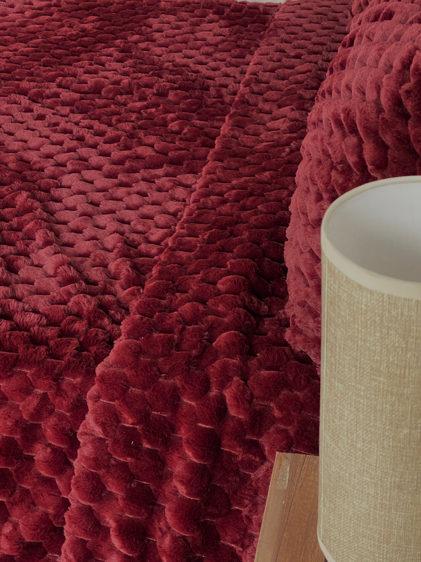 Wine Red Faux Fur Bedding Set