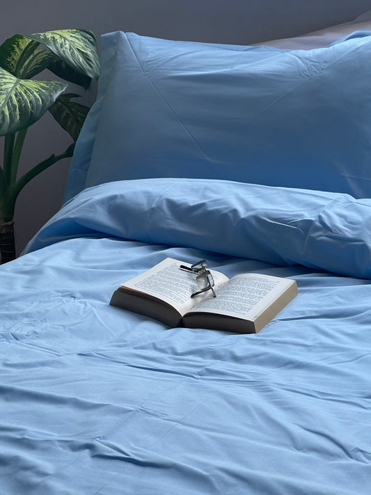 Percale Baby Blue Bed Sheet Set