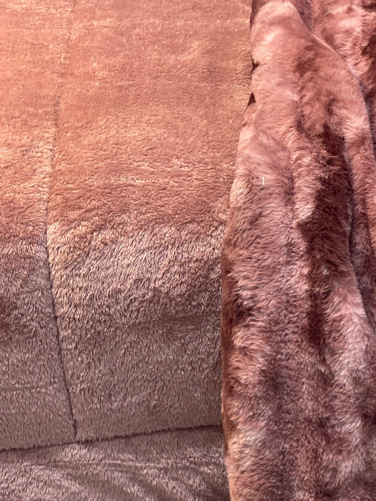 Rose Taupe Faux Fur Bedding Set