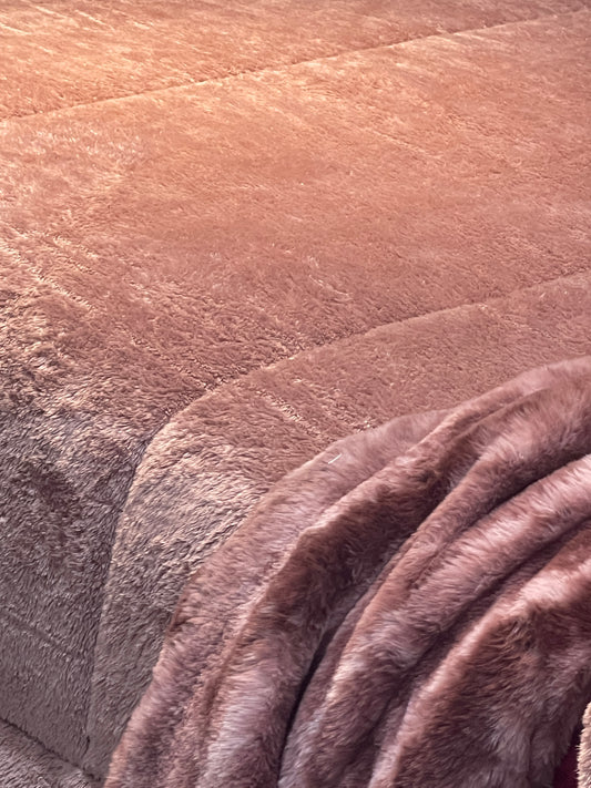 Rose Taupe Faux Fur Bedding Set