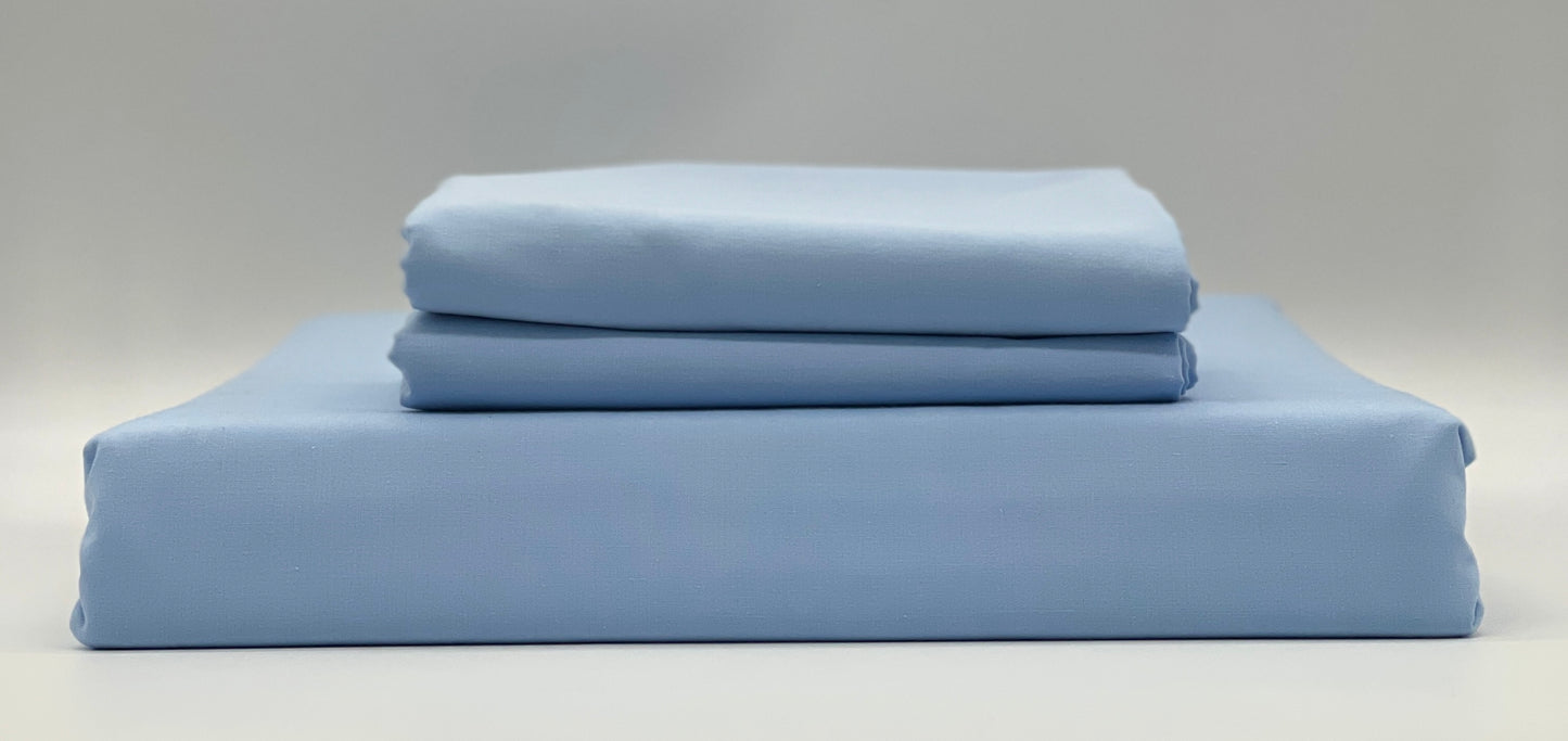 Percale Baby Blue Bed Sheet Set