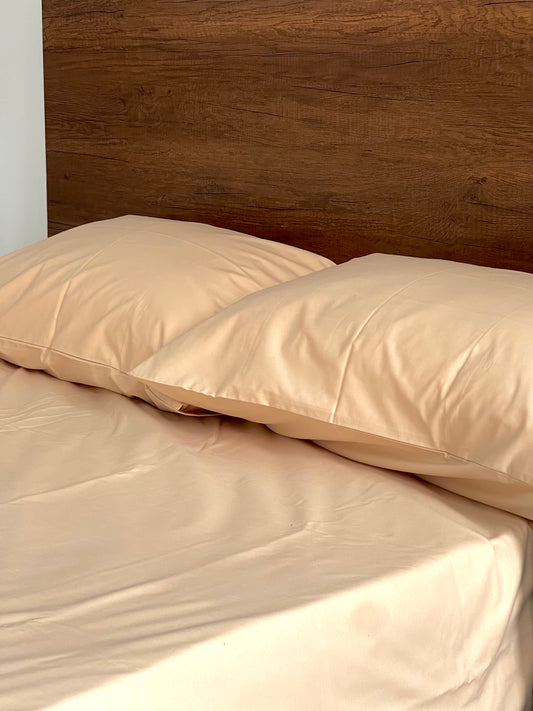 Percale Beige Bed Sheet Set